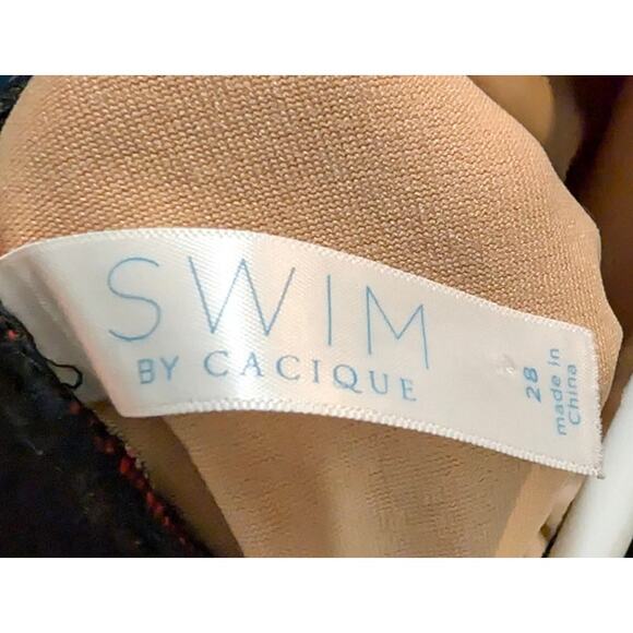 Cacique Swim Skirt Panties Bottom Womens Plus Size 28‎ 4X Red Stretch Slits Side - Picture 4 of 4